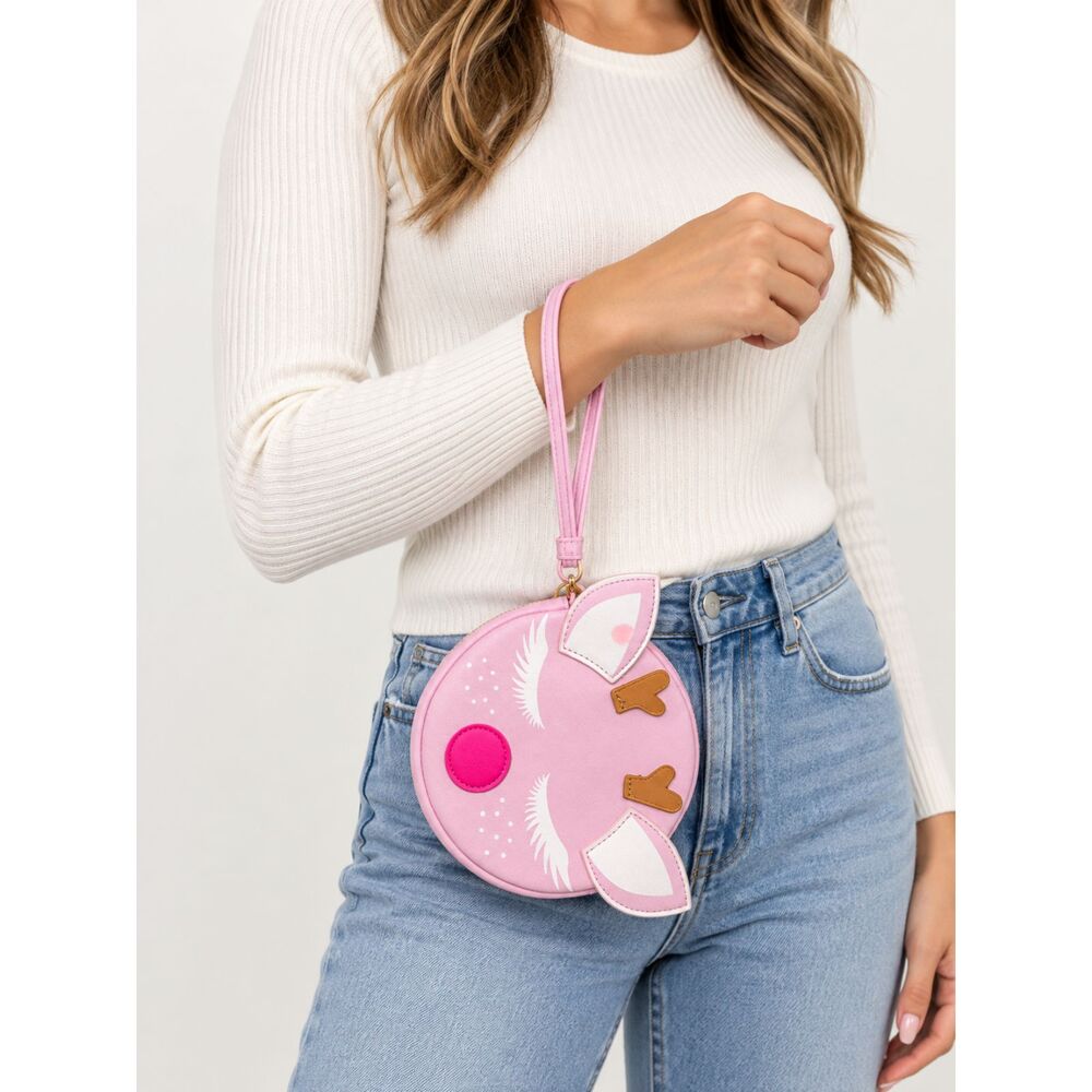 Luv Betsey Betsey Johnson Pink Reindeer Wristlet Coin Purse Holiday Y2K Kawaii